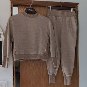 Varley Brown Knit Sweater With Lounge Pants